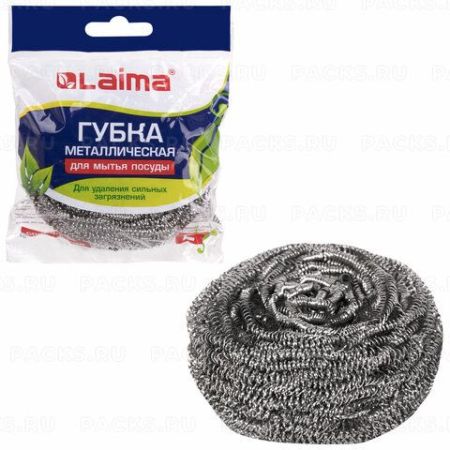 Мочалка для посуды металлическая большая спиральная 50г ЛАЙМА 1/144
