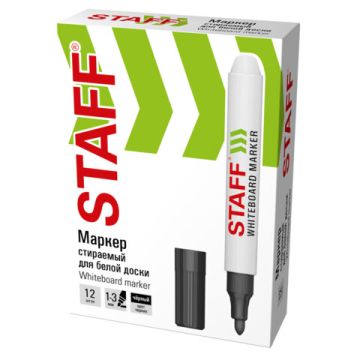 Маркер для доски черный 1-3мм стираемый STAFF BASIC WBM-200 1/12
