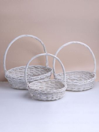 Корзина плетеная 30х30х8см белый плетеная ива S 1/1