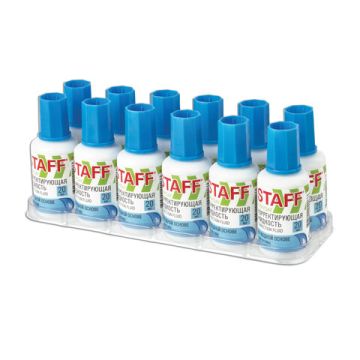 Корректирующая жидкость штрих 20мл на водной основе с кисточкой STAFF EVERYDAY 1/12