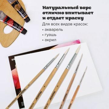 Кисти 5шт коза круглая № 1,2,3,4,5 ПИФАГОР 1/12/288 (Клиент)