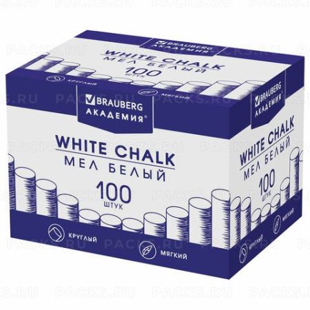 Мелки школьные белые 100шт  круглый мягкий АКАДЕМИЯ BRAUBERG 100/800