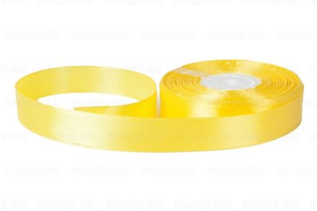 Лента атласная 15мм 25м желтая 1/10