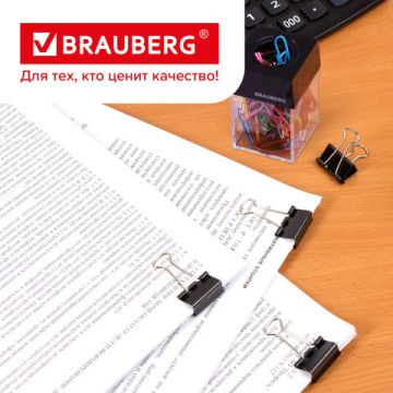 Зажимы для бумаг 25мм на 100л (12шт) черные в картонной коробке Brauberg 1/12/240