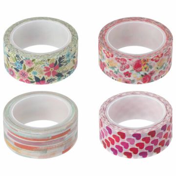 Клейкая лента для декора 15ммх5м ассорти, в дисплее, рисовая бумага ОСТРОВ СОКРОВИЩ 1/32