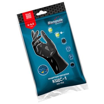 Резиновые перчатки КЩС-1 латексные двухслойные разм 10 черные MANIPULA /12 (клиент)