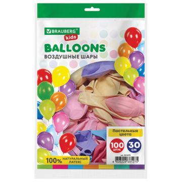 Воздушные шары 30см Макарунс ассорти BRAUBERG KIDS 100/100