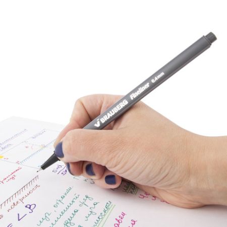 Ручка капиллярная (линер) BRAUBERG Aero, СЕРАЯ, трехгранная, металлич. наконечник, 0,4мм, 142258