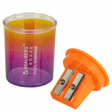 Точилка 2 отверстия с контейнером цвет ассорти Grade BRAUBERG 1/12/720