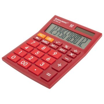 Калькулятор настольный BRAUBERG (192x143 мм), 12 разрядов, двойное питание бордовый (клиент)
