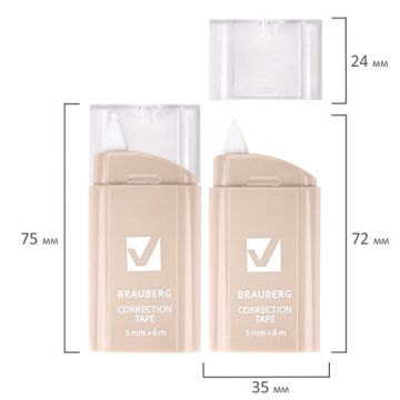 Корректирующая лента 5мм х 6м BRAUBERG COMPACT PASTEL 1/30/720 (Клиент)