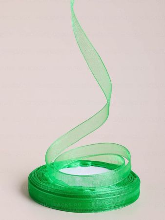 Лента органза 9мм 25м зеленый 1/10