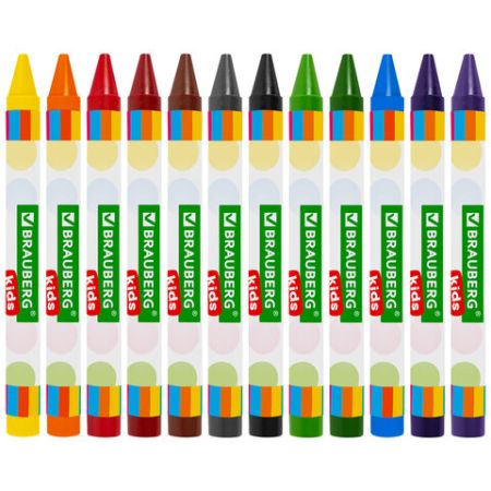 Карандаши восковые 12цв BRAUBERG KIDS 1/24/288