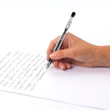 Ручка гелевая черная 0,5мм линия 0,35мм игольчатый узел Geller BRAUBERG 1/12