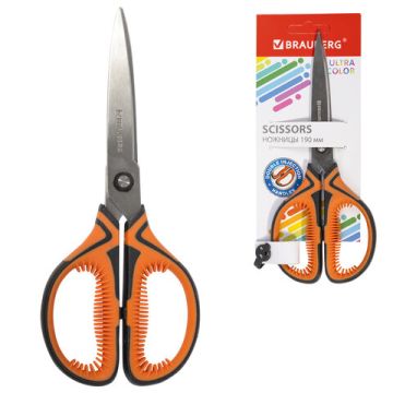 Ножницы 190мм метал разноцветные вставки европодвес Ultra Color Brauberg 1/12 (клиент)