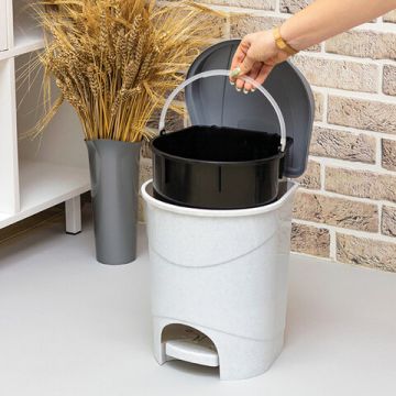 Ведро-контейнер 11л с крышкой и педалью для мусора 33х20х27см серое IDEA, М2891 1/6 (клиент)