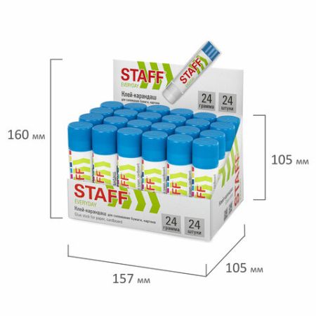 Клей-карандаш 24г STAFF EVERYDAY 1/24/648