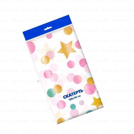 Скатерть полиэтиленовая 120х180см Горошек с золотом 1/50