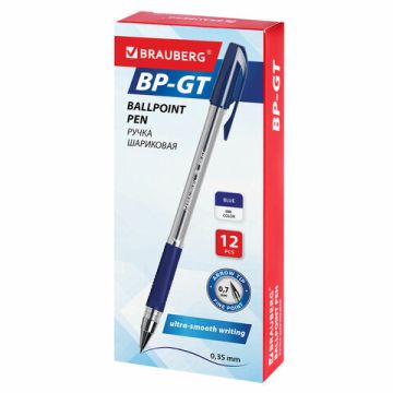 Ручка шариковая синяя узел 0,7мм линия 0,35мм корпус прозр BRAUBERG BP-GT 1/12/1728 (Клиент)