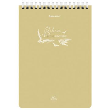 Блокнот 60л А5 гребень картон клетка BRAUBERG Pastel 1/4/80