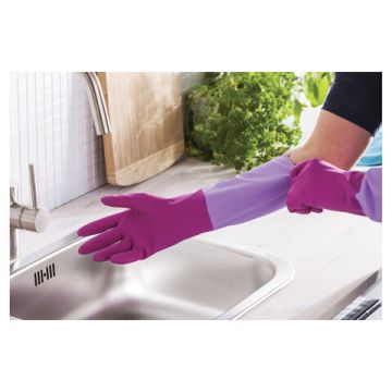 Резиновые перчатки с х/б напыл латекс хозяйств рифл пальцы Роза YORK L 12/48