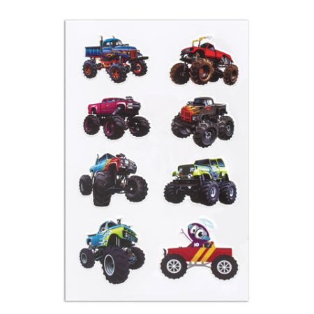 Наклейки зефирные Машины 10х15см многоразовые ЮНЛАНДИЯ 1/48