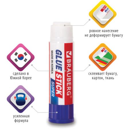 Клей-карандаш 36г BRAUBERG Super 1/12/360 (Клиент)