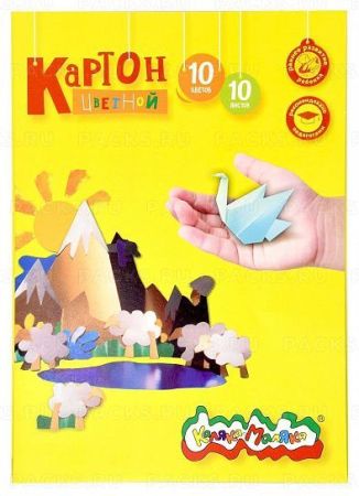 Цветной картон А4 10л 10цв немелованный Каляка-Маляка 1/30