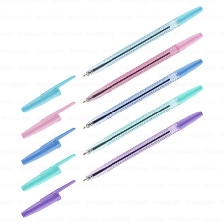 Ручка шариковая синяя 1мм пастель микс СТАММ Оптима 1/50