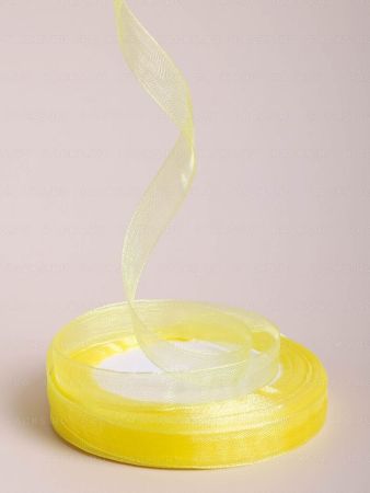 Лента органза 9мм 25м желтый 1/10
