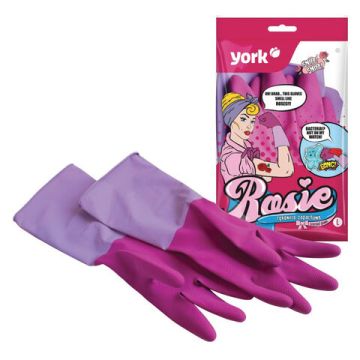 Резиновые перчатки с х/б напыл латекс хозяйств рифл пальцы Роза YORK L 12/48