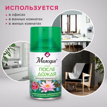 Картридж аэрозольный 250мл МЕЛОДИЯ После дождя для автом освеж универ сух расп 1/6 (клиент)
