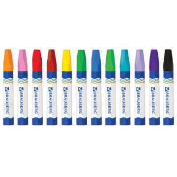 Мелки восковые 12цв утолщенные на масляной основе яркие цвета ПИФАГОР 1/12/144