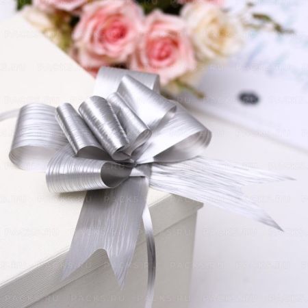 Бант-бабочка 5см Серебристые линии 1/10