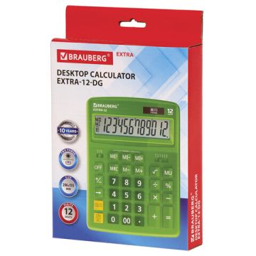 Калькулятор настольный BRAUBERG EXTRA-12-DG (206x155мм) 12разр зеленый 1/20/40 (Клиент)