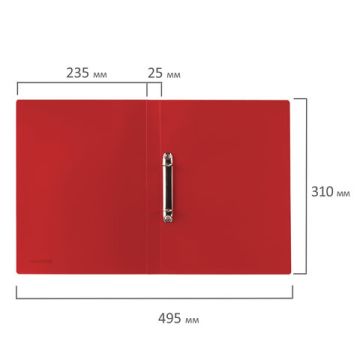 Папка на 2 кольца 25мм до 170 листов 0,5мм красная BRAUBERG Office 1/40 (клиент)