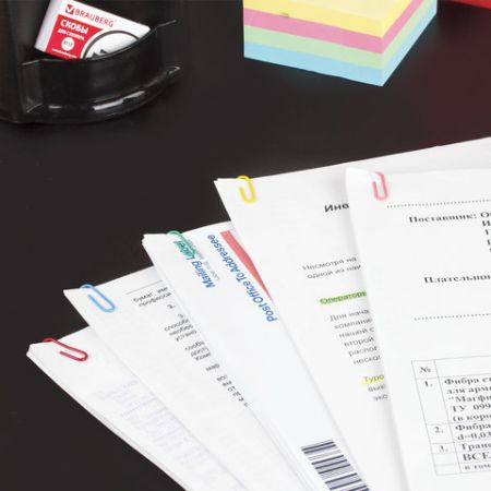 Скрепки 28мм 100шт цветные BRAUBERG 1/27/108