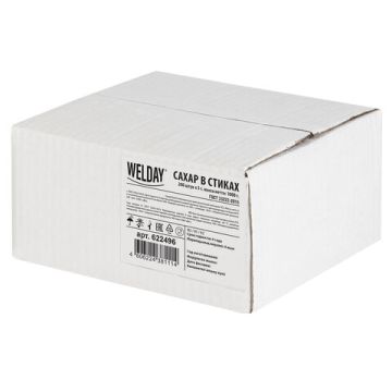 Продукты, Сахар в стиках 5 г, картонная упаковка, порционный, 200 пакетиков WelDay 1/6 (клиент)