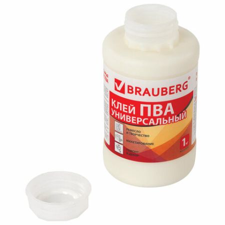 Клей ПВА 1кг универсальный бумага картон дерево BRAUBERG 1/6