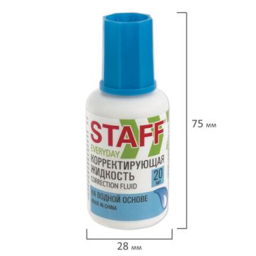 Корректирующая жидкость штрих 20мл на водной основе с кисточкой STAFF EVERYDAY 1/12