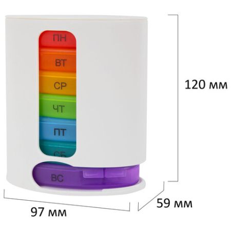 Контейнер-органайзер для лекарств и витаминов 7 дней/4 приема WHITE DASWERK 1/50 (Клиент)