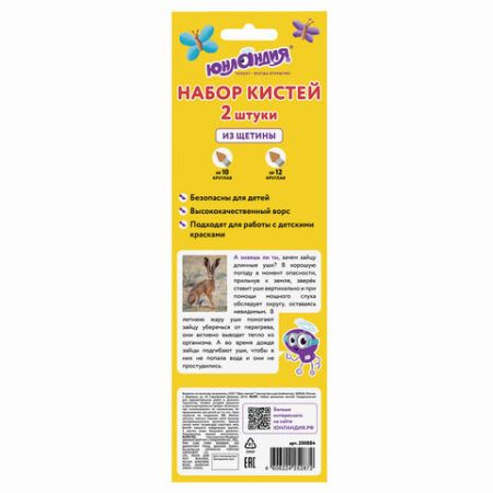 Кисти 2шт щетина круглые №10,12 ЮНЛАНДИЯ 1/5