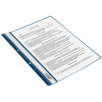 Папка скоросшиватель с прозр верхн лист с перфорацией STAFF синий 1/25/500 (клиент)