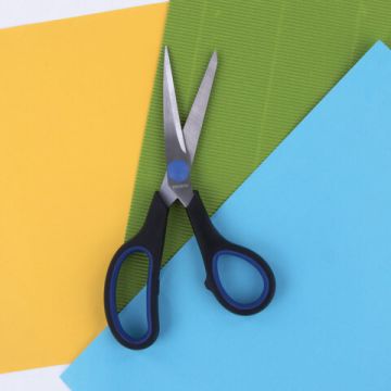 Ножницы 190мм метал черно-синие вставки европодвес Soft Grip Brauberg 1/12