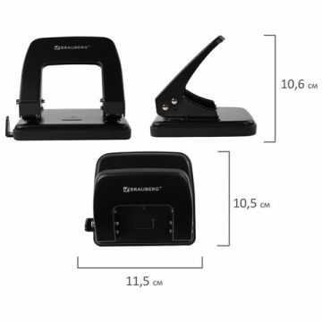 Дырокол на 25листов металлический черный BRAUBERG
