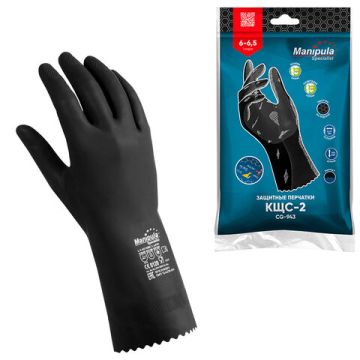 Резиновые перчатки КЩС-2 латексные ультратонкие разм 8-8,5 черные MANIPULA 1/12/120 (Клиент)