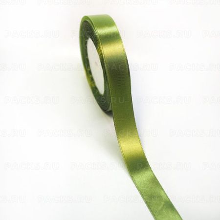 Лента атласная 15мм 25м оливковая 1/10
