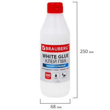 Клей ПВА 500г бумага картон дерево BRAUBERG 1/12