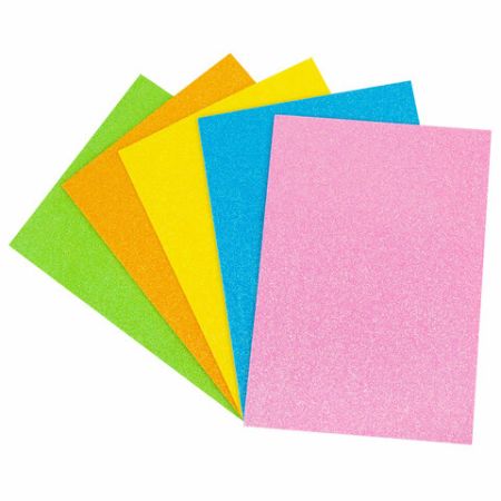 Пористая резина/фоамиран А4, 2 мм ОСТРОВ СОКРОВИЩ 5 л, 5 цв, иридисцентные цвета, блестки, 660077