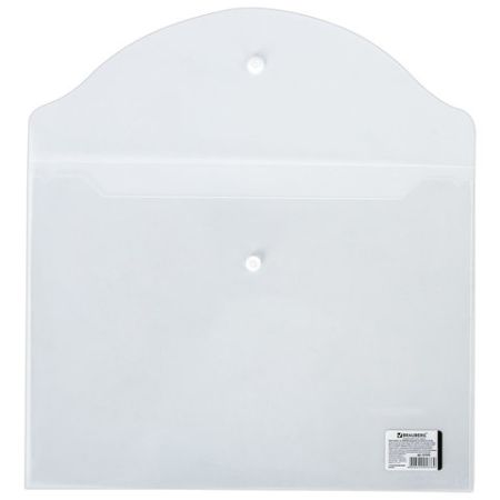 Папка-конверт с кнопкой BRAUBERG, А4, до 100 л, прозрачная, 0,15мм 1/15/90